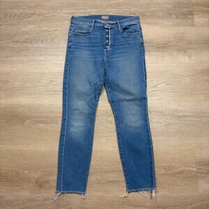 Mother The Fly Cut Stunner Ankle Fray Skinny Jean Women’s 29 Light Wash